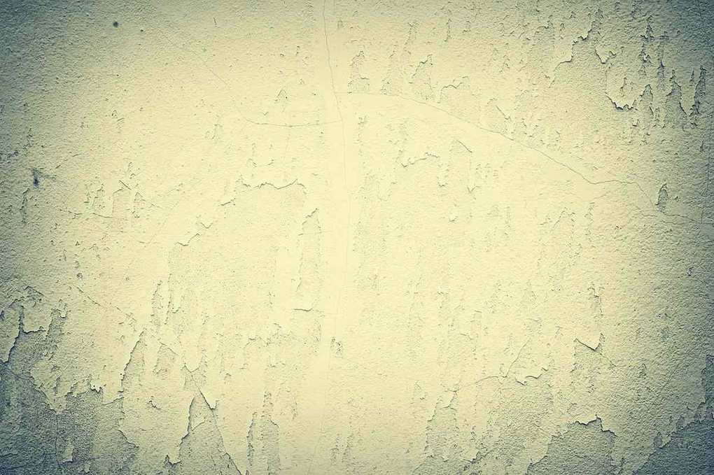 Mur recouvert d'enduit peint beige, très fissuré et écaillé par l'humidité Mur recouvert d'enduit peint beige, très fissuré et écaillé par l'humidité